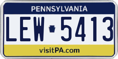 PA license plate LEW5413