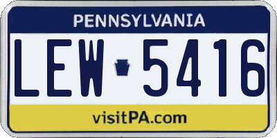 PA license plate LEW5416
