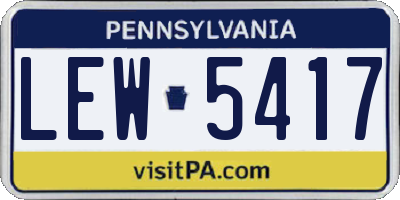 PA license plate LEW5417