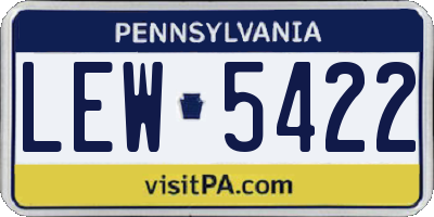PA license plate LEW5422