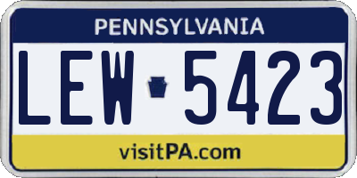 PA license plate LEW5423