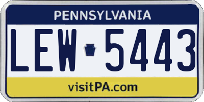 PA license plate LEW5443
