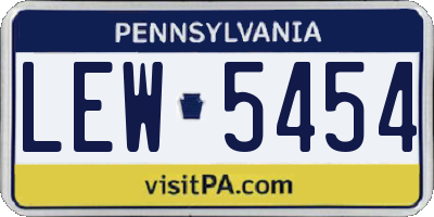 PA license plate LEW5454