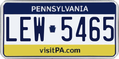 PA license plate LEW5465
