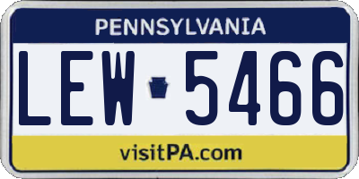 PA license plate LEW5466