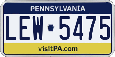 PA license plate LEW5475