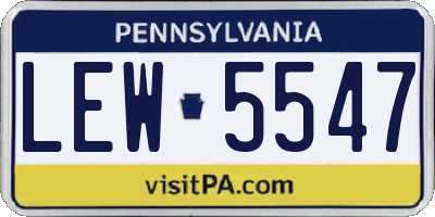 PA license plate LEW5547