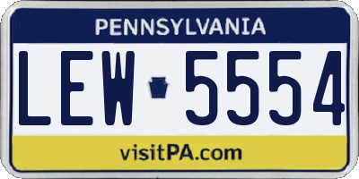 PA license plate LEW5554