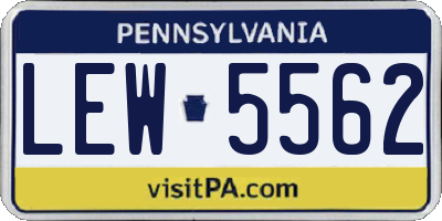 PA license plate LEW5562