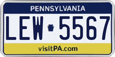 PA license plate LEW5567