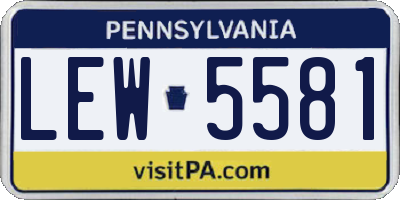 PA license plate LEW5581