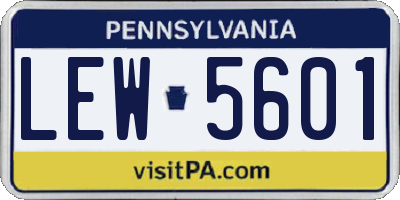 PA license plate LEW5601