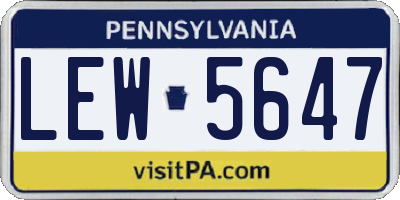 PA license plate LEW5647