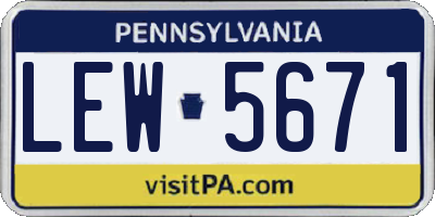 PA license plate LEW5671