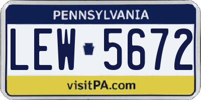 PA license plate LEW5672