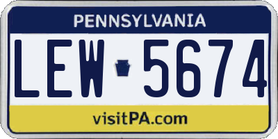 PA license plate LEW5674