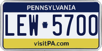 PA license plate LEW5700