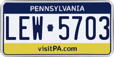 PA license plate LEW5703