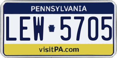 PA license plate LEW5705