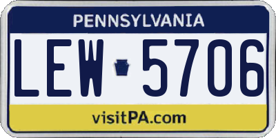 PA license plate LEW5706