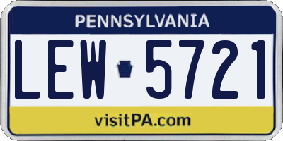 PA license plate LEW5721
