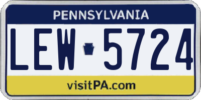 PA license plate LEW5724