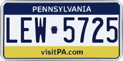 PA license plate LEW5725