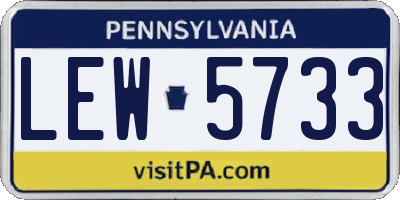 PA license plate LEW5733