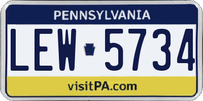 PA license plate LEW5734