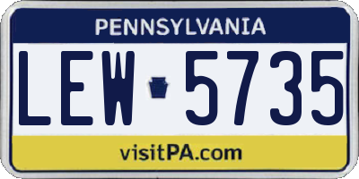 PA license plate LEW5735