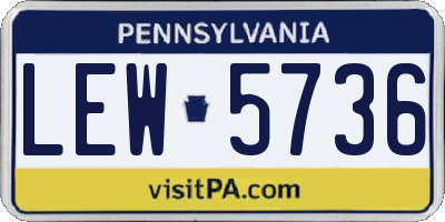 PA license plate LEW5736