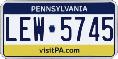 PA license plate LEW5745