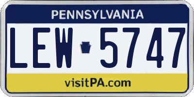 PA license plate LEW5747