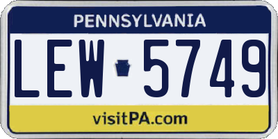 PA license plate LEW5749