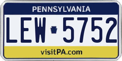 PA license plate LEW5752