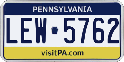 PA license plate LEW5762