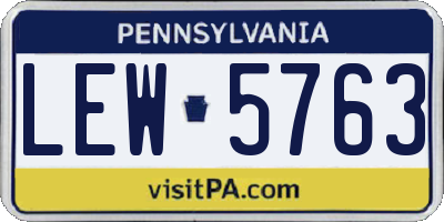 PA license plate LEW5763