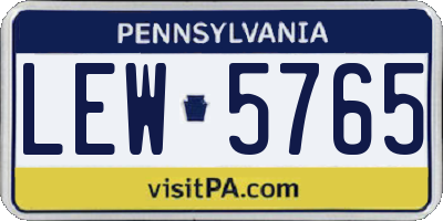 PA license plate LEW5765
