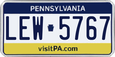 PA license plate LEW5767