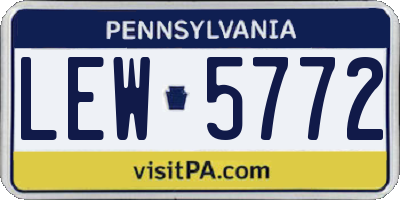 PA license plate LEW5772