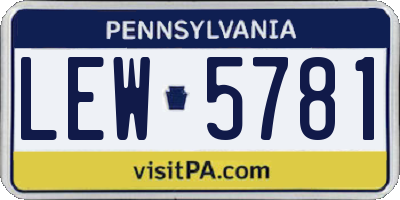 PA license plate LEW5781