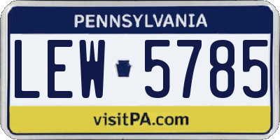 PA license plate LEW5785