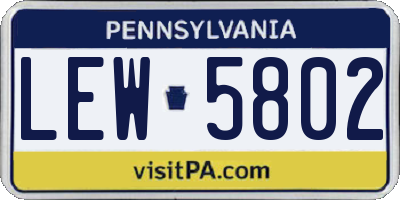 PA license plate LEW5802