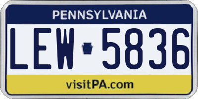 PA license plate LEW5836