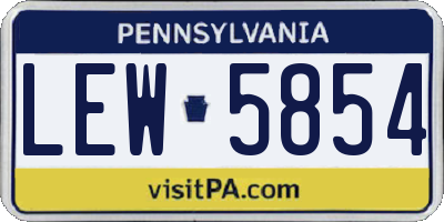 PA license plate LEW5854