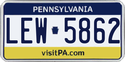PA license plate LEW5862