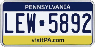 PA license plate LEW5892