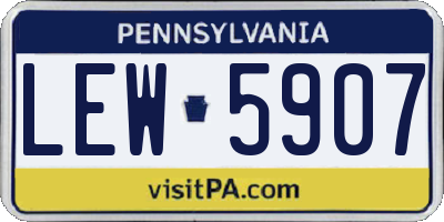 PA license plate LEW5907