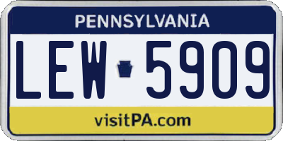 PA license plate LEW5909