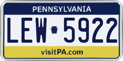 PA license plate LEW5922